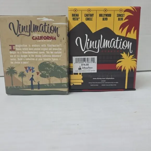 Lot Of 2 Disney Parks Vinylmation California Adventure Red Car Trolley New - Picture 5 of 5